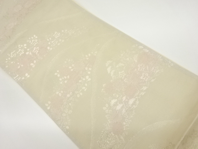 JAPANESE FUKURO OBI FOR SUMMER / WOVEN AUTUMN FLOWERS